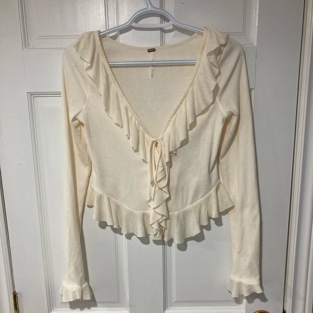 Free People Ruffled Long Sleeve Blouse
